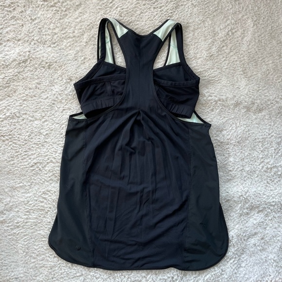 Lululemon Pump It Up Tank & Sports Bra Size 8 Striped Mint Green Black Vintage - Picture 2 of 16